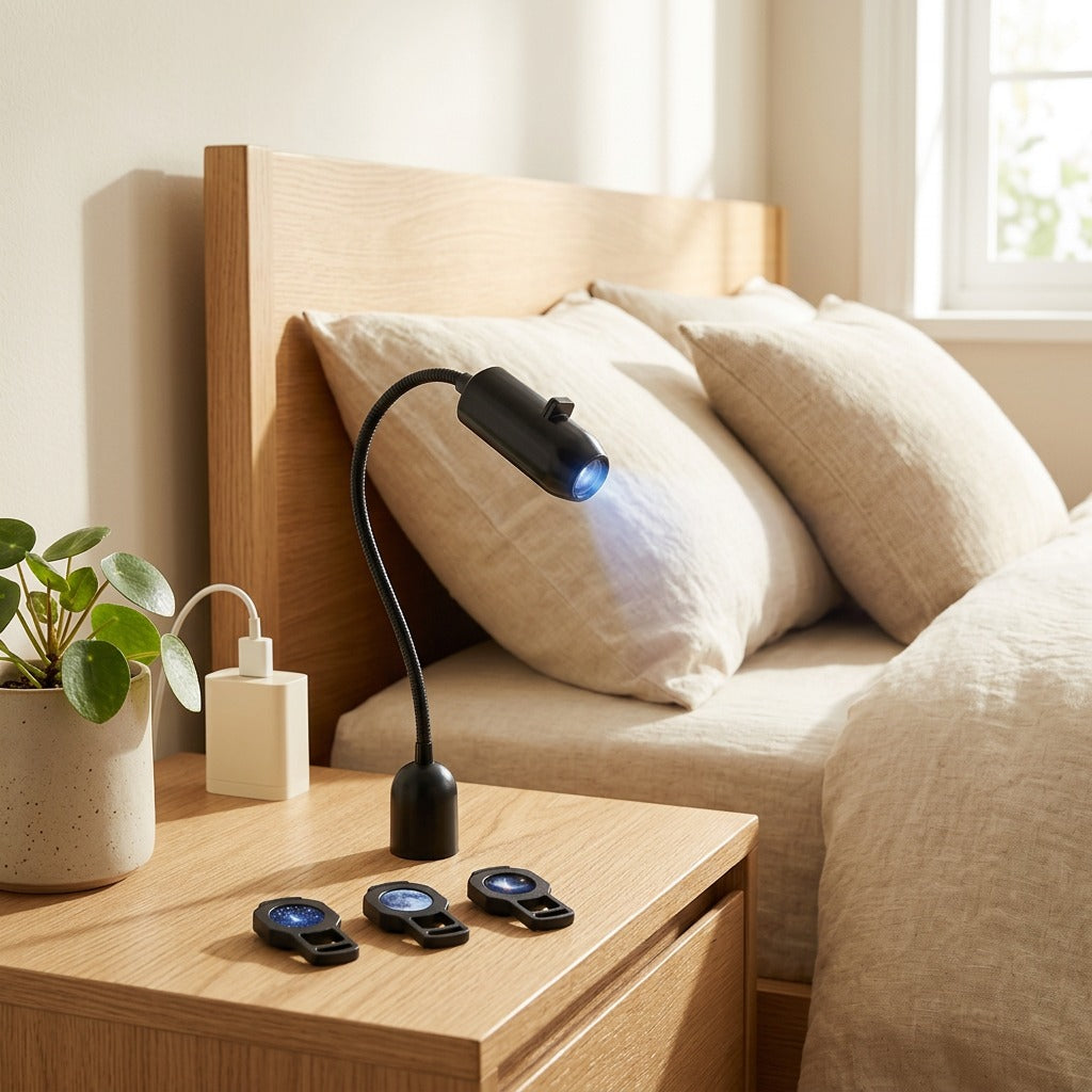 Orbitglow™ Planet Projection Night Light in a calm home setting