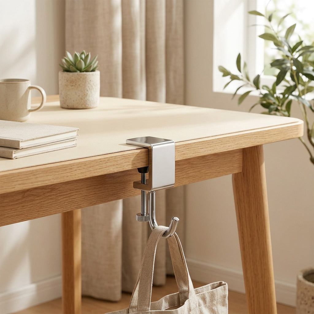 Bagledge™ Hanging Bag Desk Hook in a calm home setting