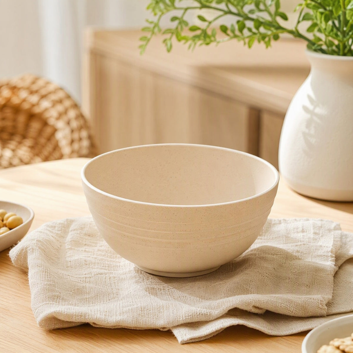 Wheatbowl™ Plastic Wheat Straw Rice Bowl in a calm home setting
