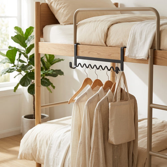Bunkhook™ Carbon Steel Bunk Bed Hooks in a calm home setting