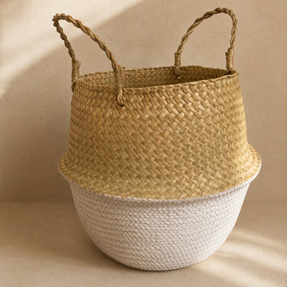 Strawnest™ Straw Woven Flower Pot Basket, material and detail close-up