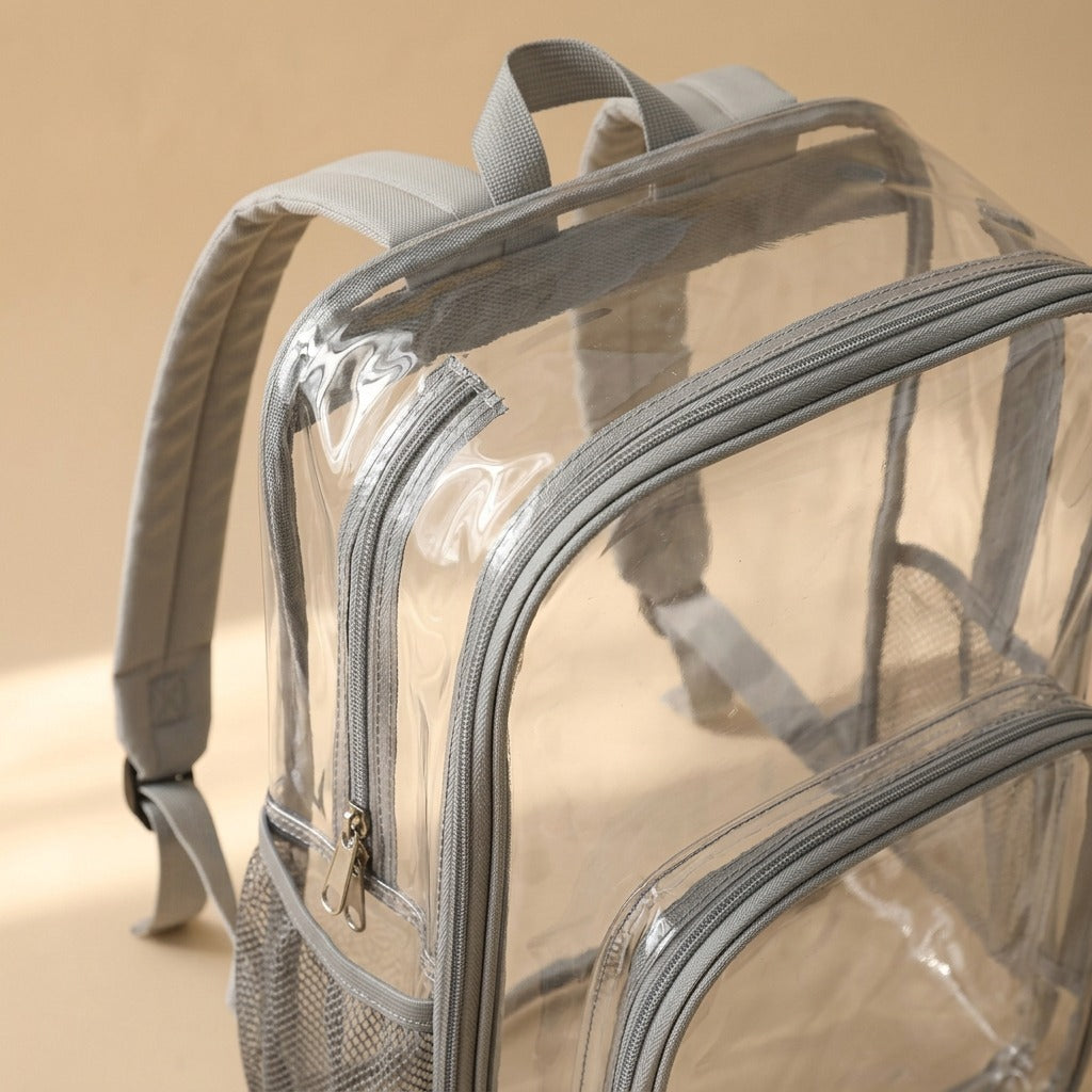 Viewpack™ Transparent PVC Backpack, material and detail close-up