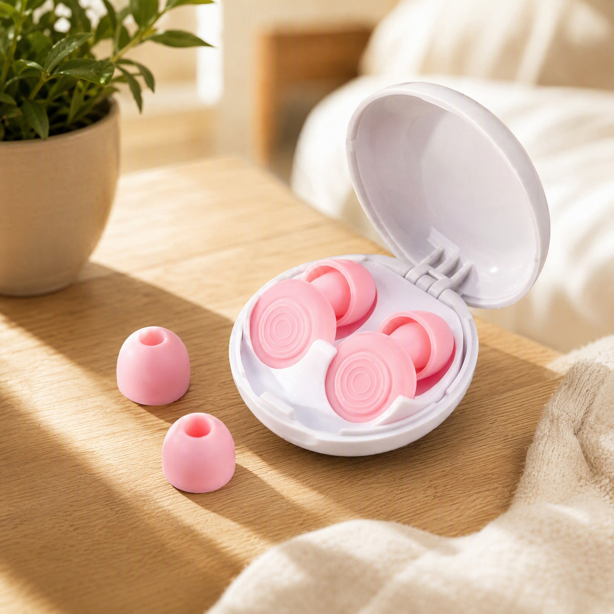 Silkquiet™ Soft Silicone Soundproof Earplugs in a calm home setting
