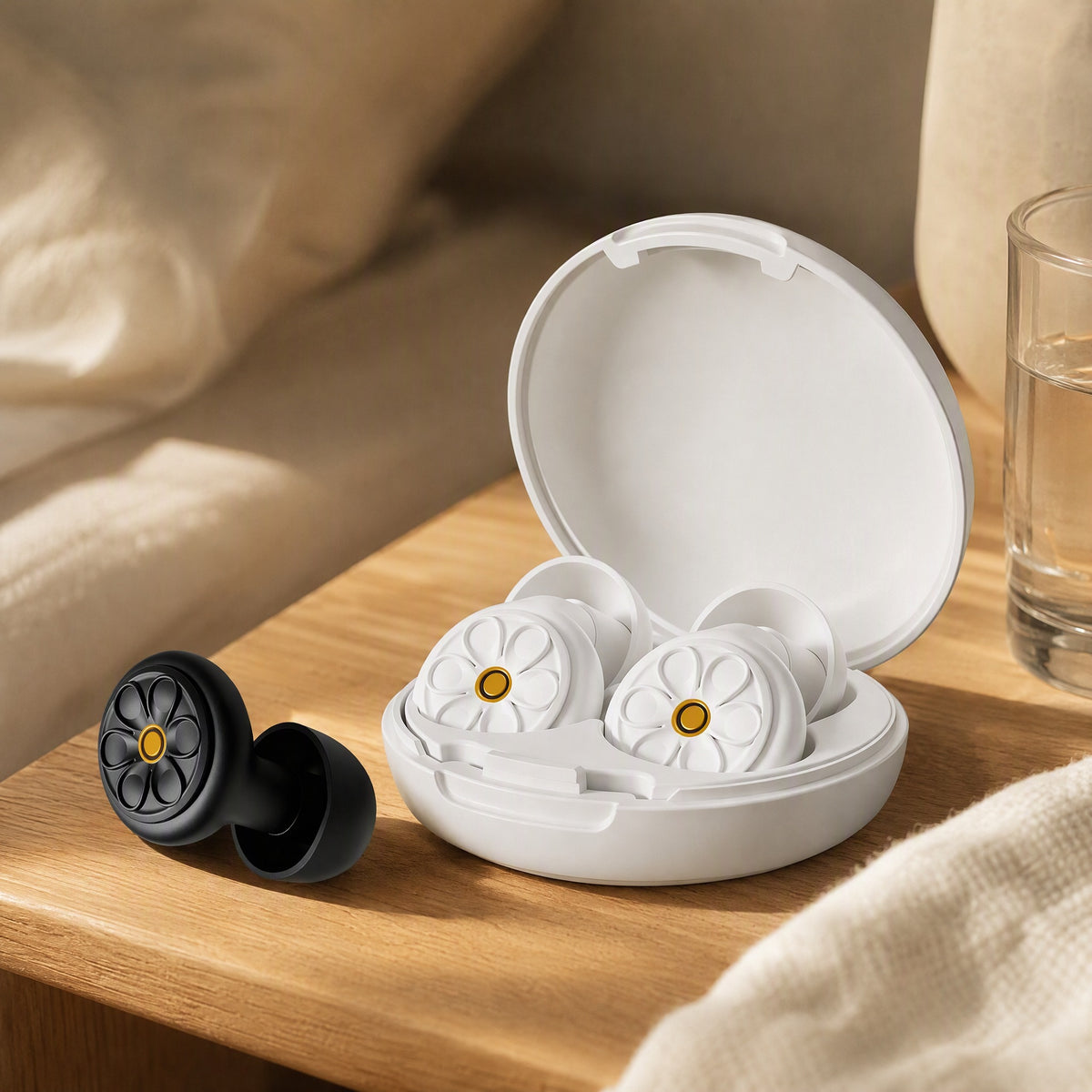 Softmuffle™ Soft Silicone Soundproof Earplugs, styled close view