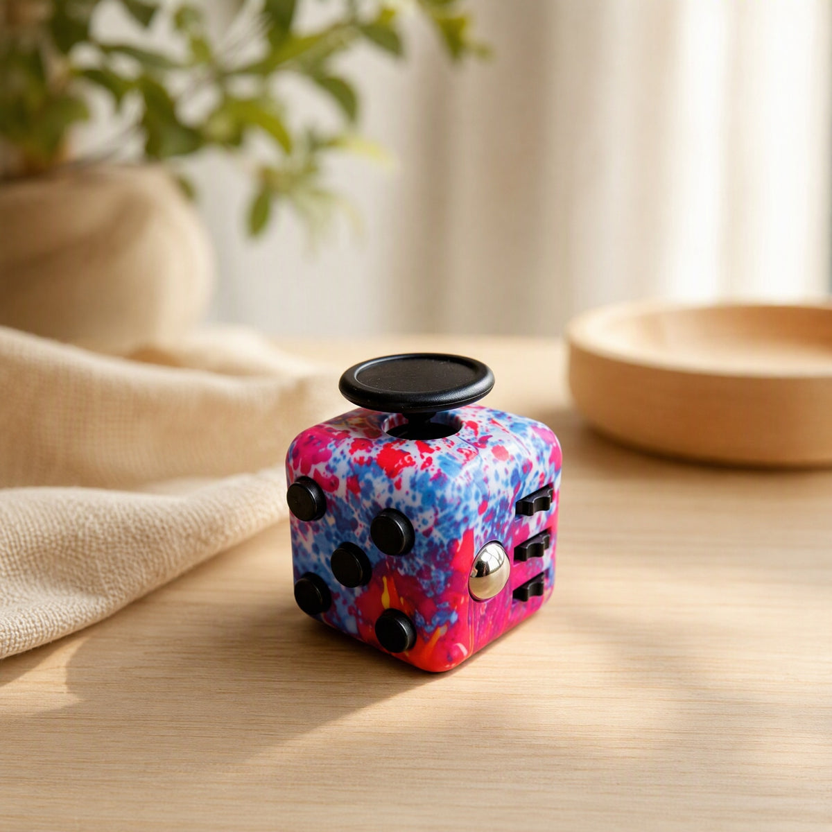 Twistcube™ Six-Sided Fidget Cube Toy in a calm home setting
