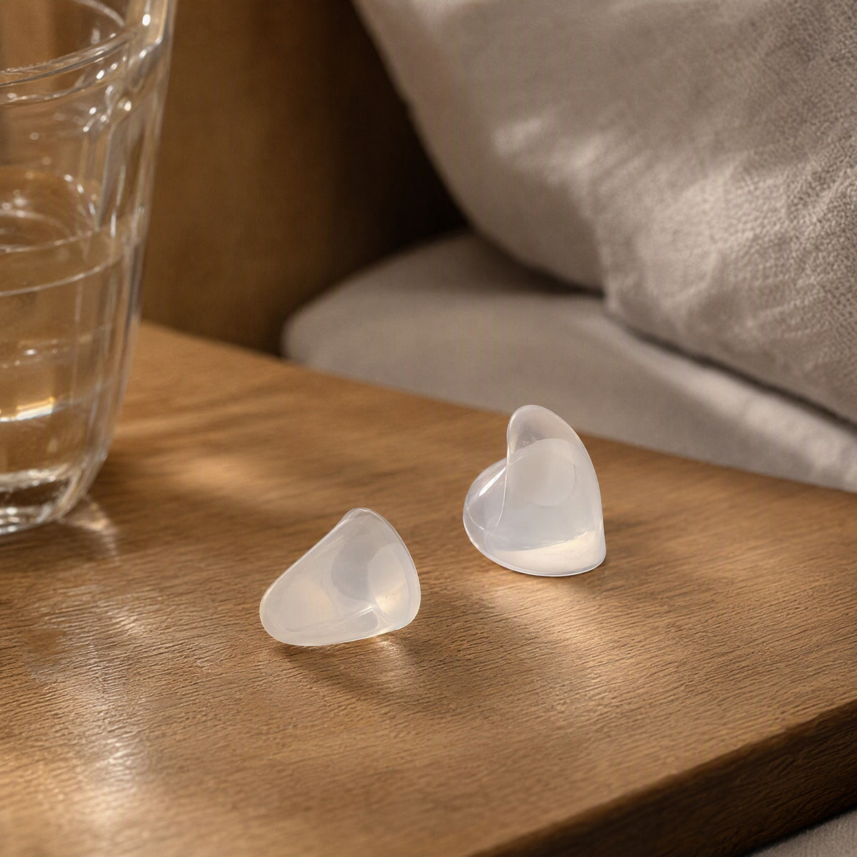 Siliseal™ Transparent Silicone Earplugs, styled close view