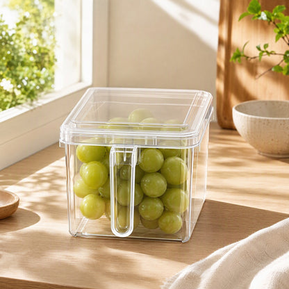 Clearbin™ Transparent Refrigerator Storage Box in a calm home setting