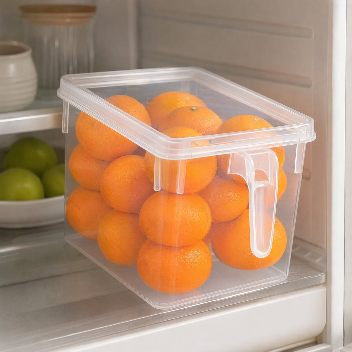 Clearbin™ Transparent Refrigerator Storage Box, styled close view