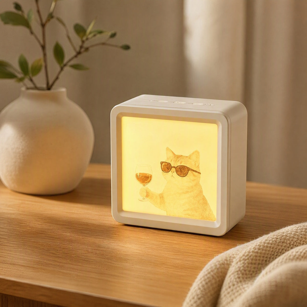 Framehum™ Bluetooth White Noise Speaker With Photo Frame, styled close view