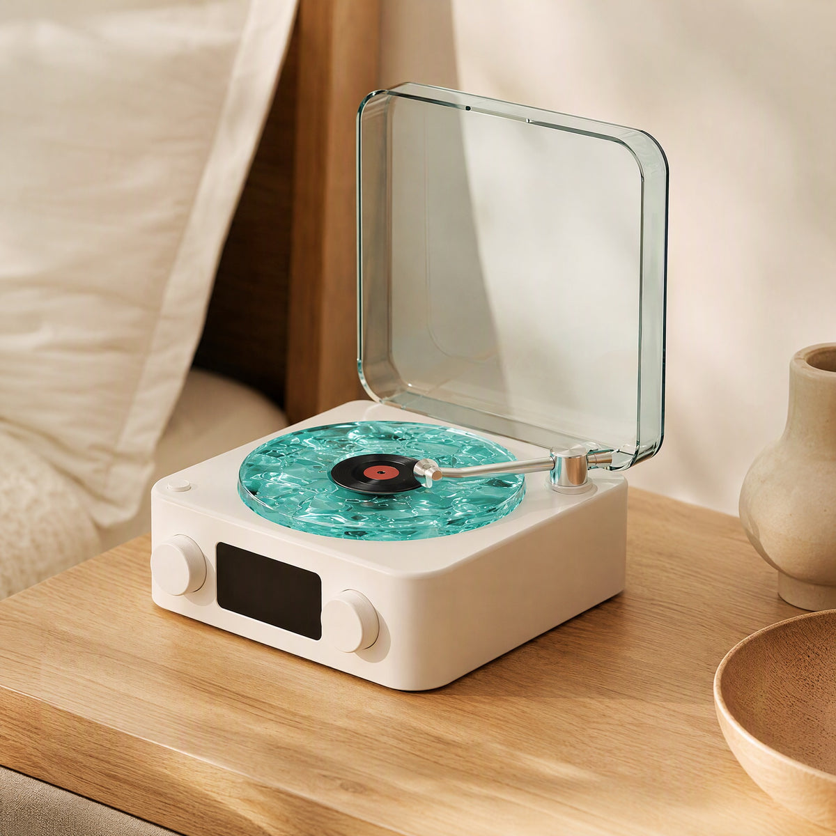 Quietdisc™ White Noise Bluetooth CD Player, styled close view