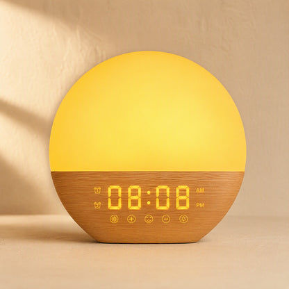 Oakrise™ Wood Grain Sunrise Alarm Clock, material and detail close-up