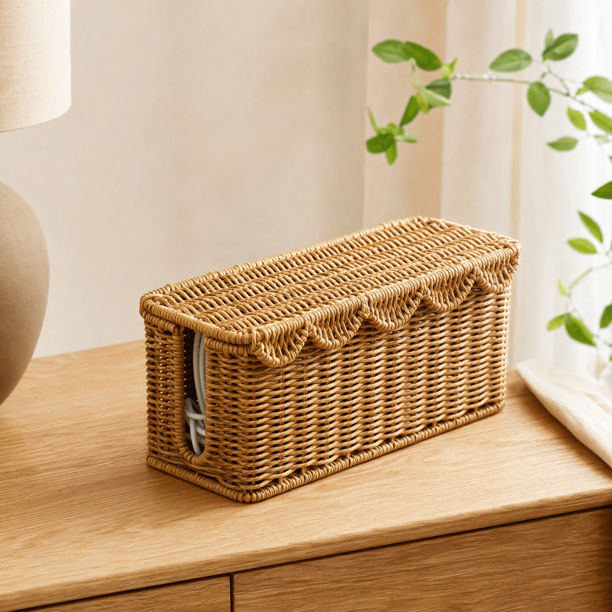 Cablecove™ PP Storage Basket for Cables in a calm home setting