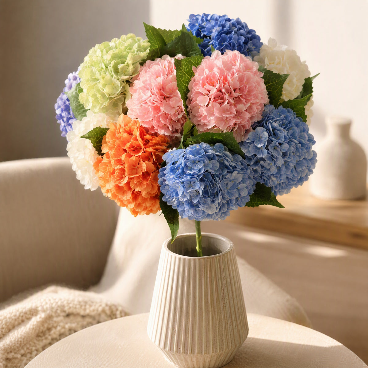 Hydrabloom™ Silk Single-Stem Hydrangea Fake Flower, styled close view