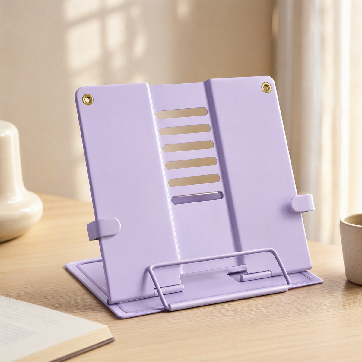 Tiltleaf™ Iron Adjustable Book Stand, styled close view