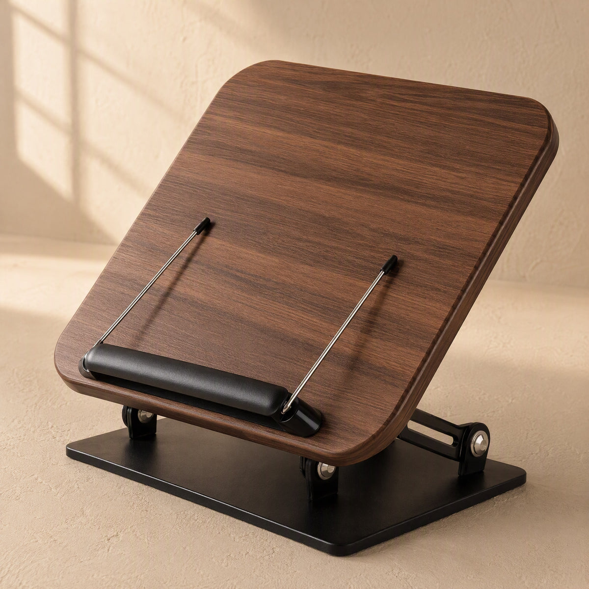 Pagewheel™ Metal Rotating Book Stand, material and detail close-up