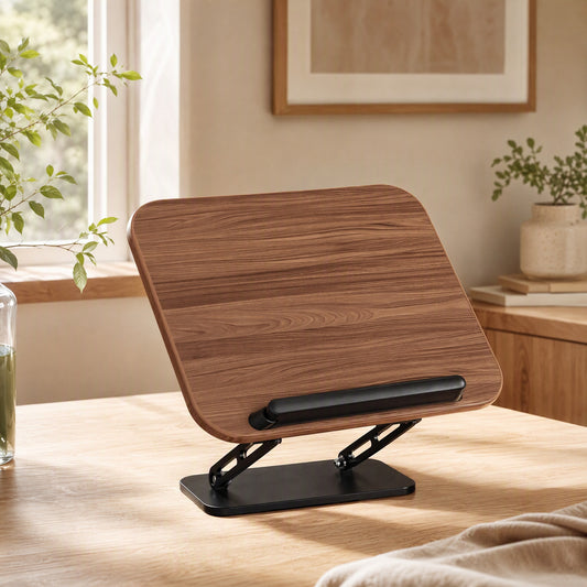 Spinpage™ 360° Rotating Book Stand in a calm home setting