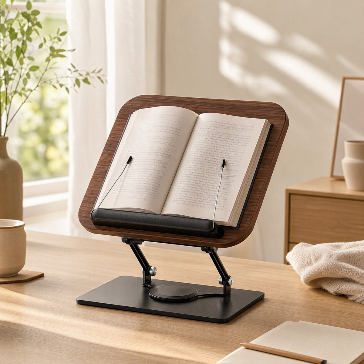 Readprop™ Desktop Reading Book Stand in a calm home setting