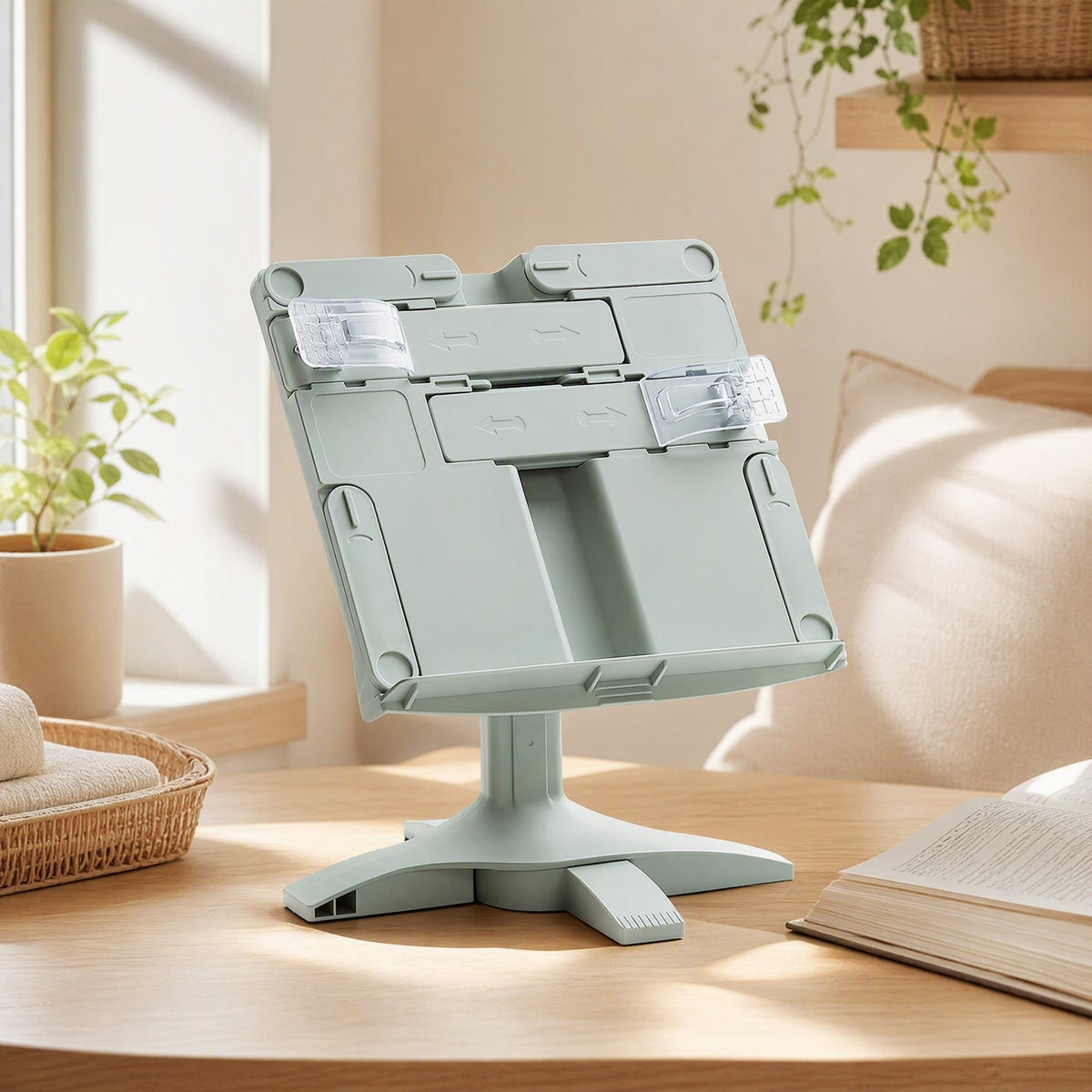 Bearledge™ Bear Desktop Reading Stand in a calm home setting