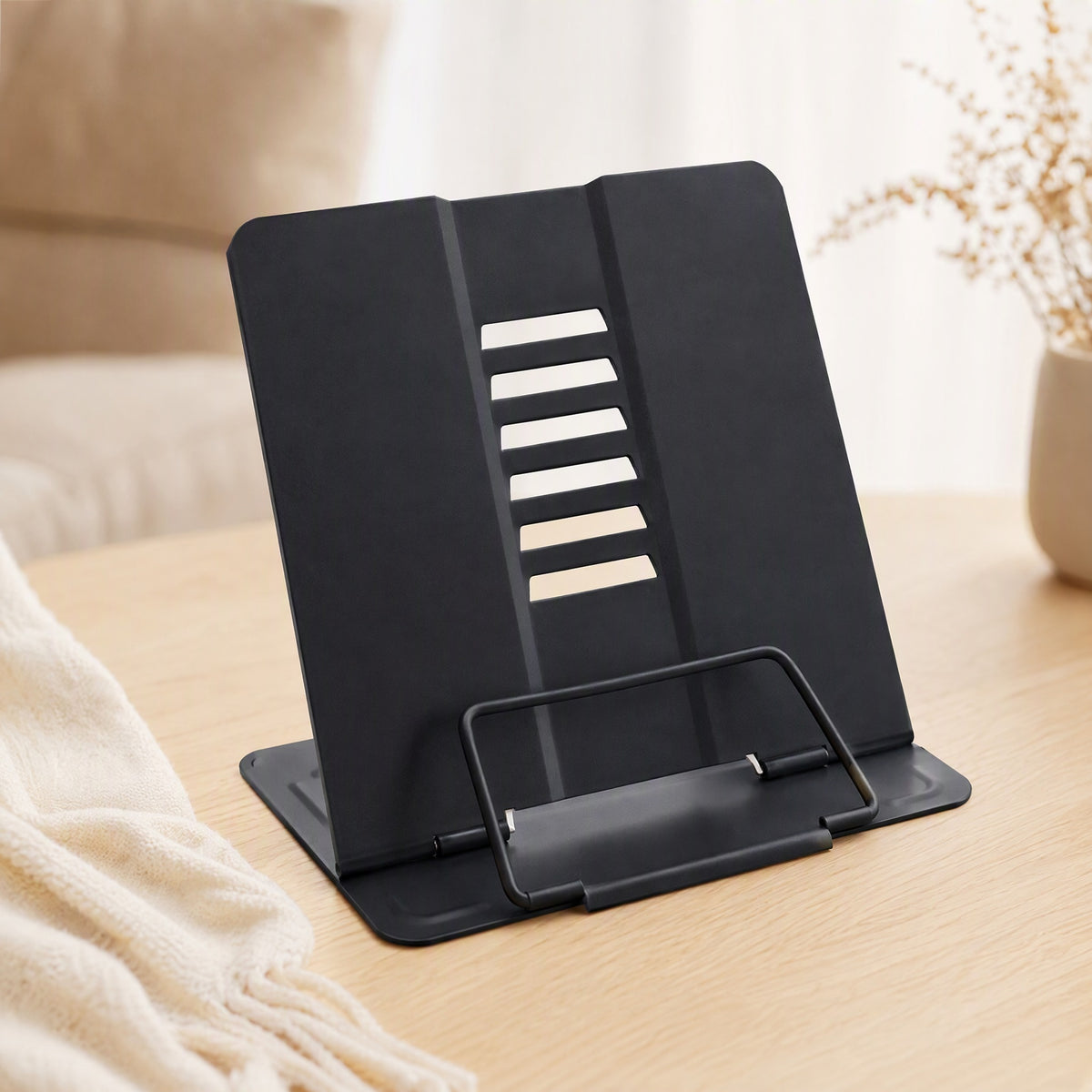 Readpivot™ Iron Foldable Book Stand, styled close view