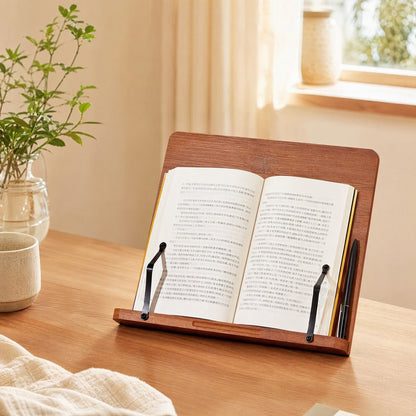 Readflex™ Adjustable Desktop Book Stand in a calm home setting