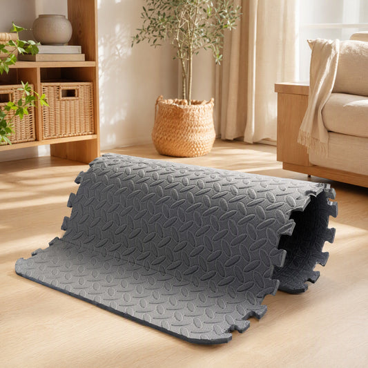 Leaftread™ EVA Foam Leaf Pattern Floor Mat in a calm home setting
