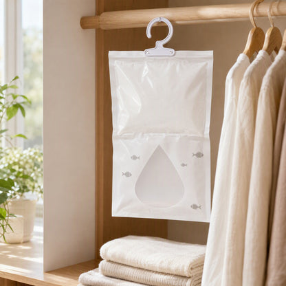 Moistwick™ 230g Hangable Dehumidification Bag in a calm home setting