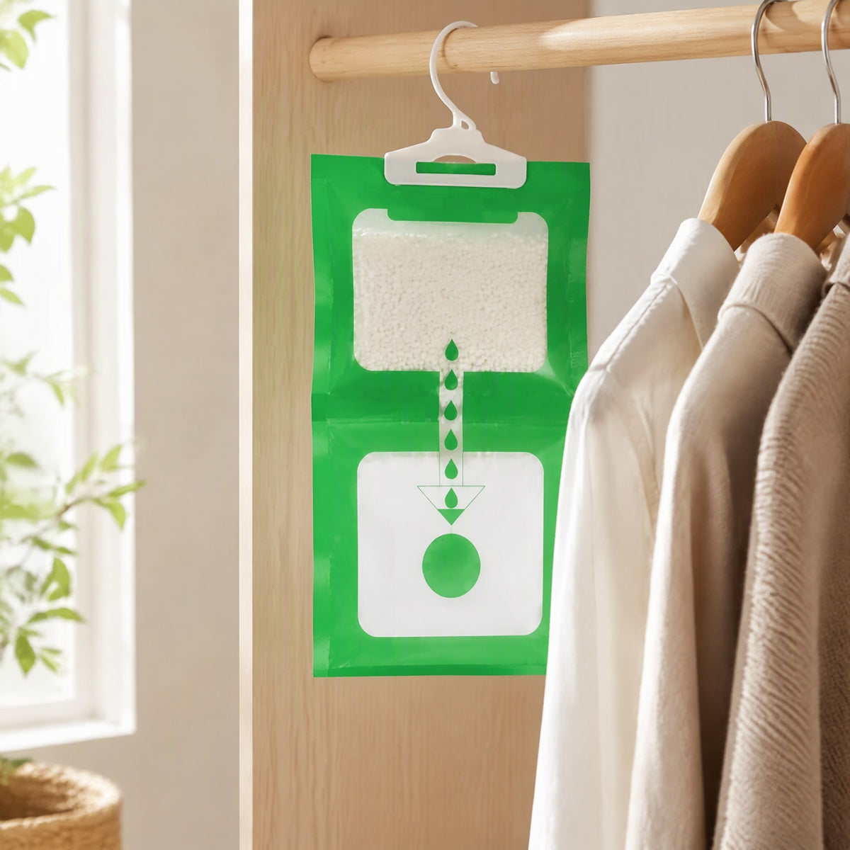 Dampdraw™ Calcium Chloride Dehumidification Bag in a calm home setting