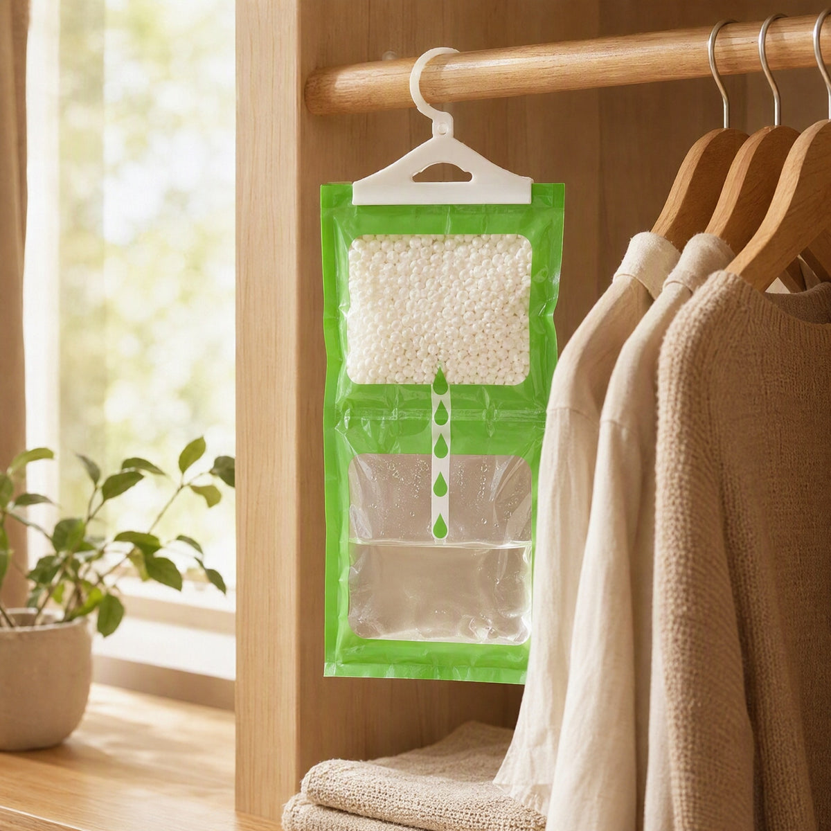 Aloedry™ Dehumidification Bag With Aloe Vera Fragrance in a calm home setting