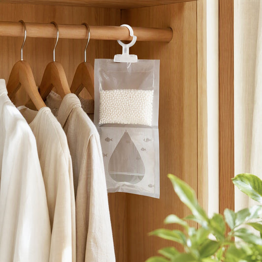 Dampwick™ Hanging Dehumidification Bag in a calm home setting