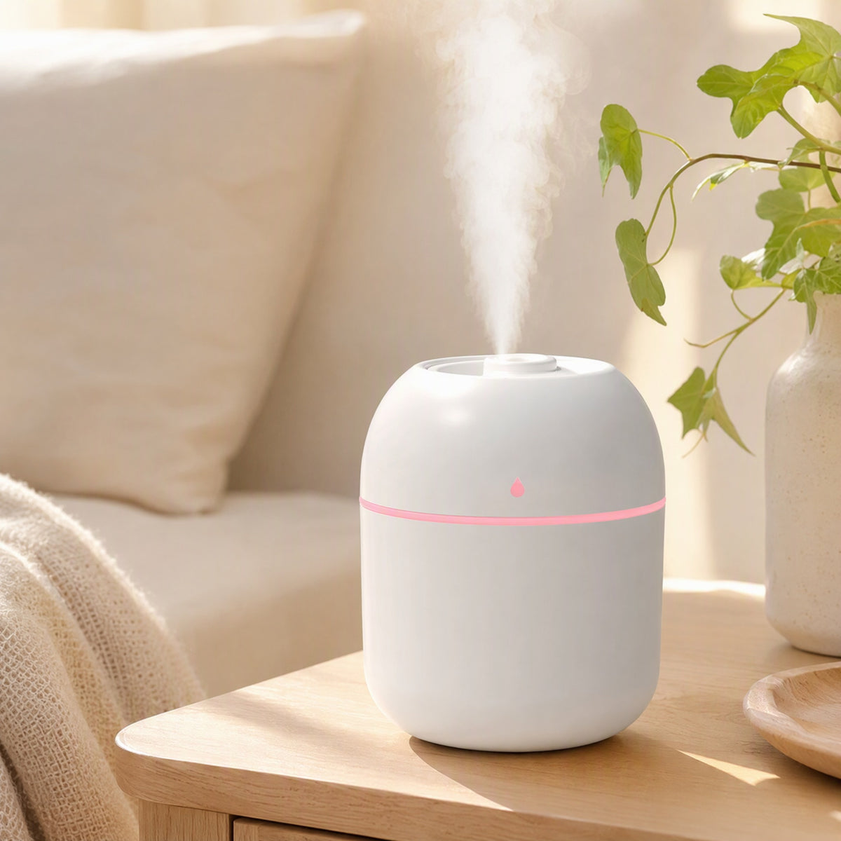 Mistwave™ USB Ultrasonic Humidifier in a calm home setting