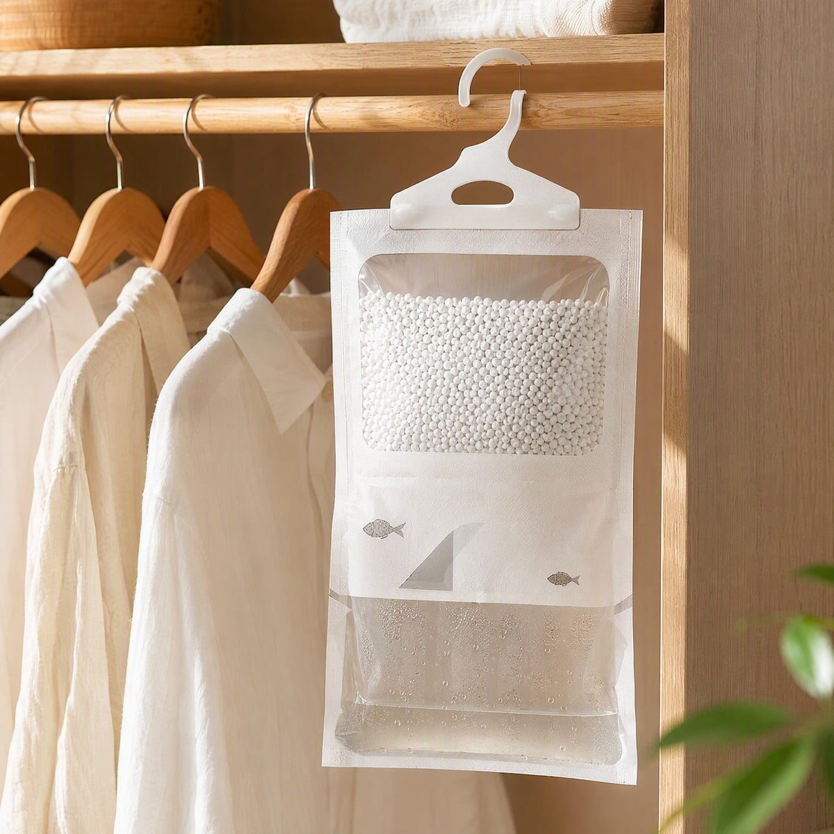 Aircatch™ Hanging Dehumidification Bag in a calm home setting