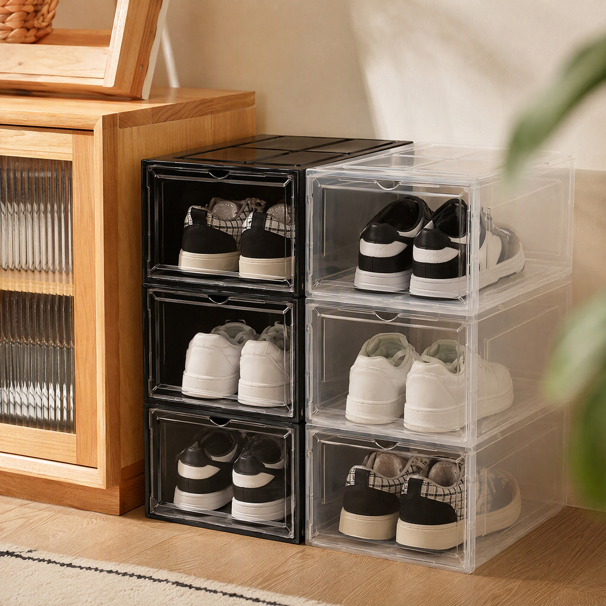 Solebin™ PET+PP Shoe Storage Box, styled close view
