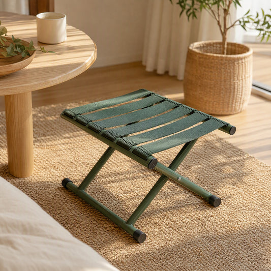 Stowseat™ Carbon Steel Folding Stool in a calm home setting