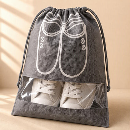 Shoehush™ Nonwoven Drawstring Shoe Storage Bag, material and detail close-up