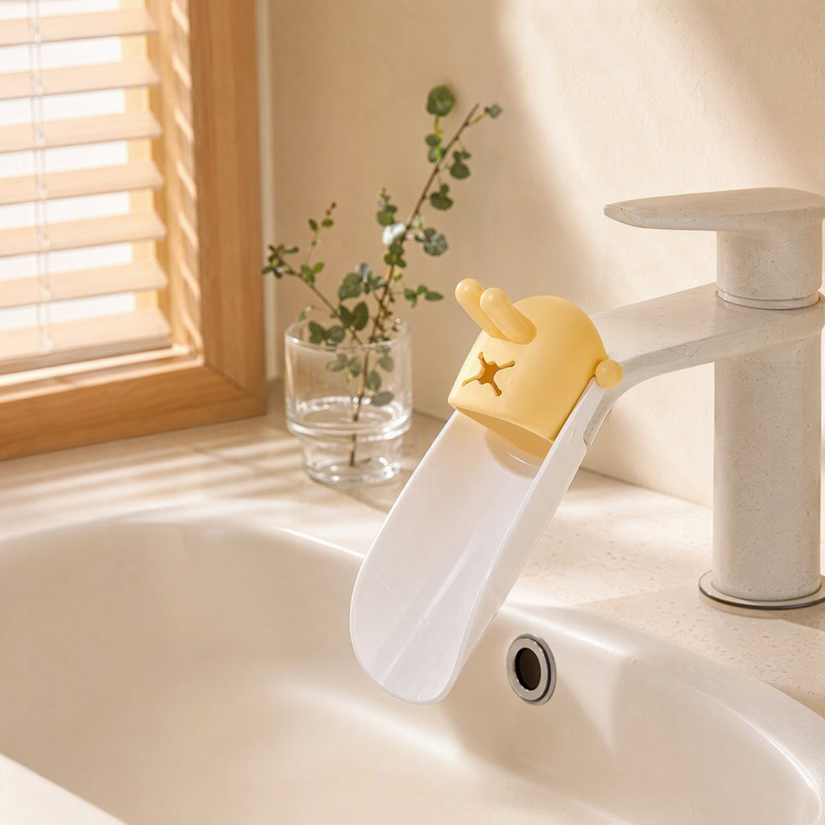 Kidspout™ Cute Cartoon Faucet Extender for Kids in a calm home setting