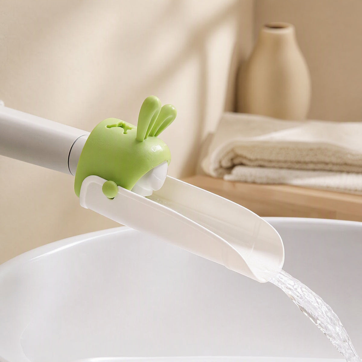 Kidspout™ Cute Cartoon Faucet Extender for Kids, styled close view