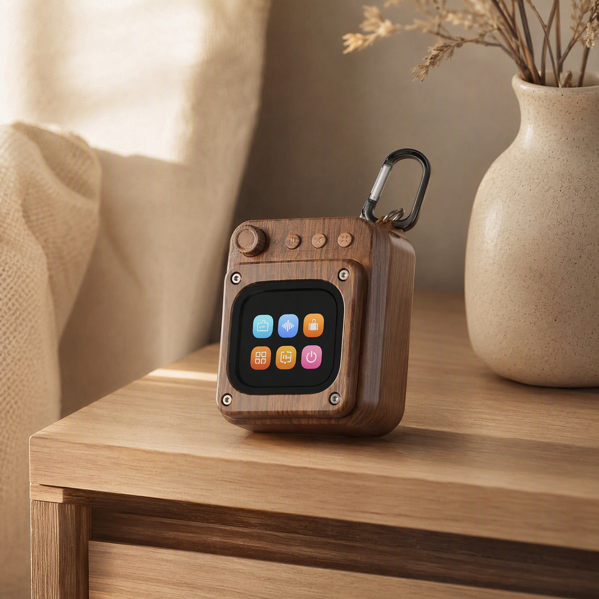 Oaknote™ Wood Grain Bluetooth Speaker, styled close view