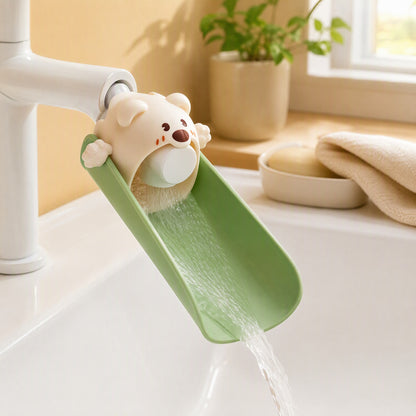 Handspout™ Cartoon Faucet Extender for Handwashing in a calm home setting