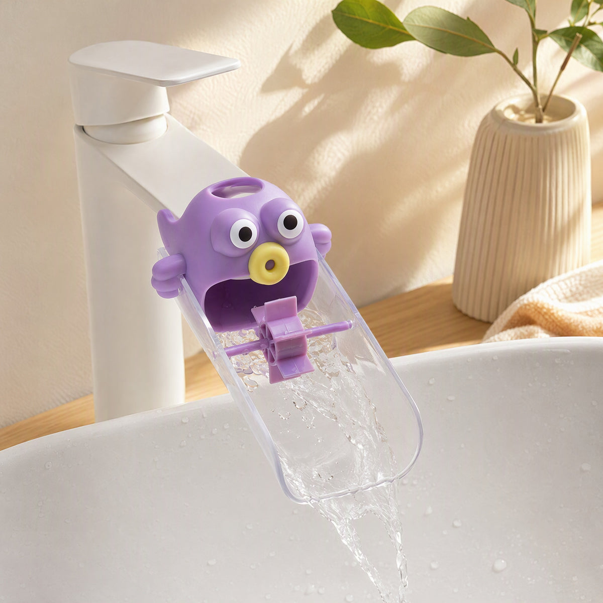 Tapmink™ Cute Cartoon Faucet Extender in a calm home setting