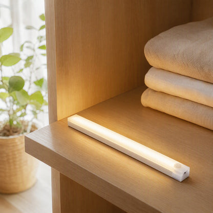 Cabglow™ Human Body Sensor Cabinet Light Strip in a calm home setting