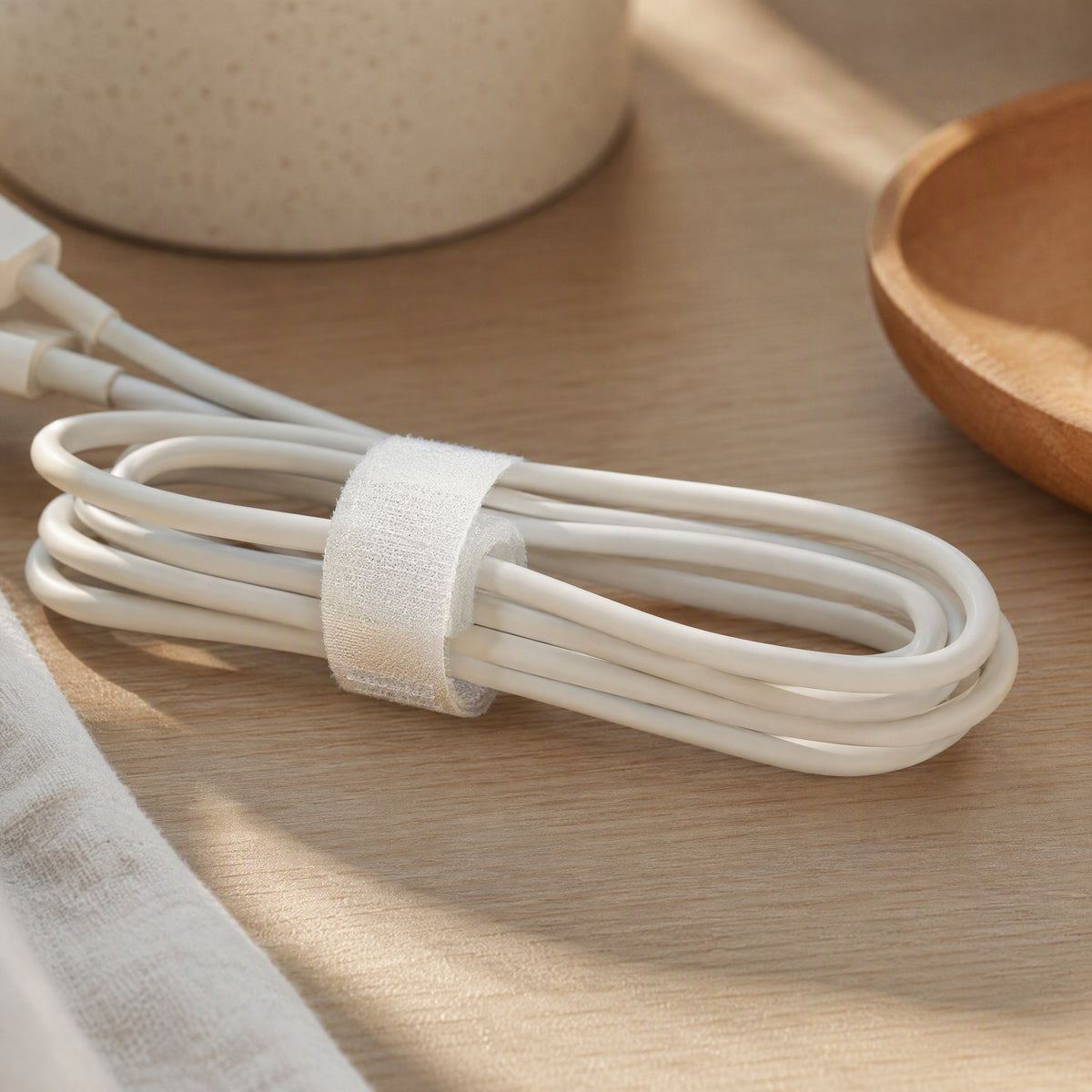 Tieweave™ Nylon Velcro Cable Tie Strap, styled close view