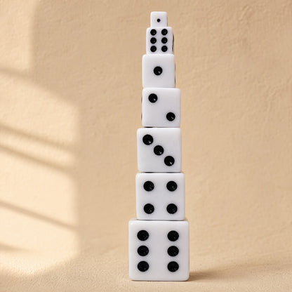 Squarepip™ White Acrylic Square Corner Dice, material and detail close-up