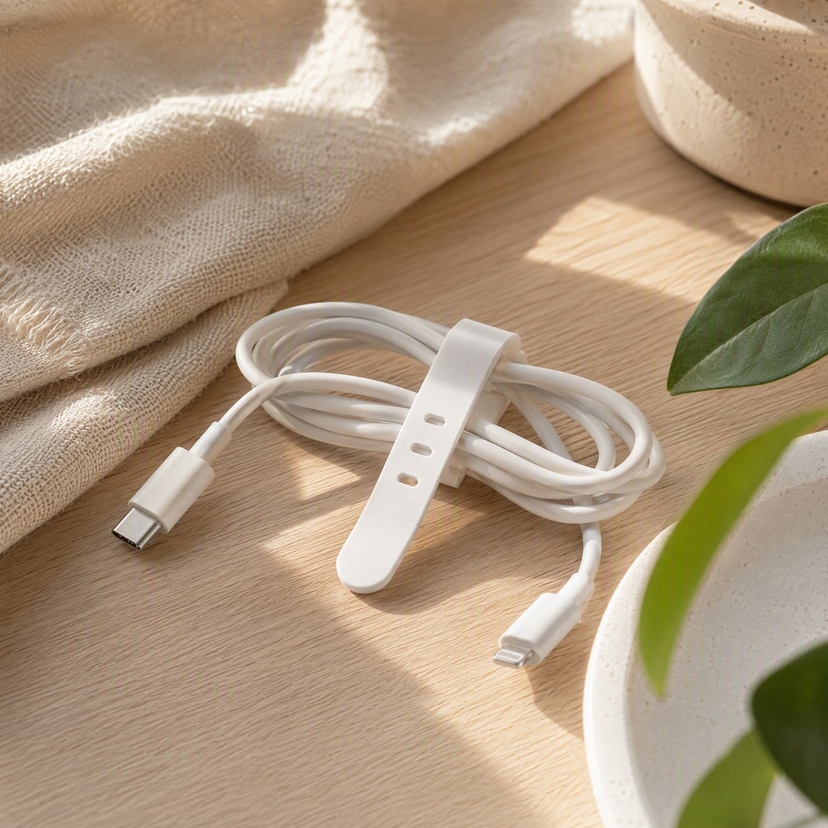 Dataloom™ TPE Data Cable Organizer in a calm home setting