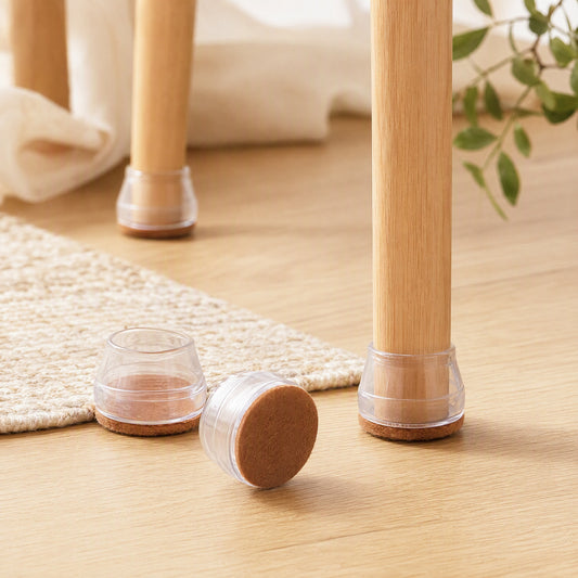 Legcush™ Round TPR Chair Leg Covers in a calm home setting