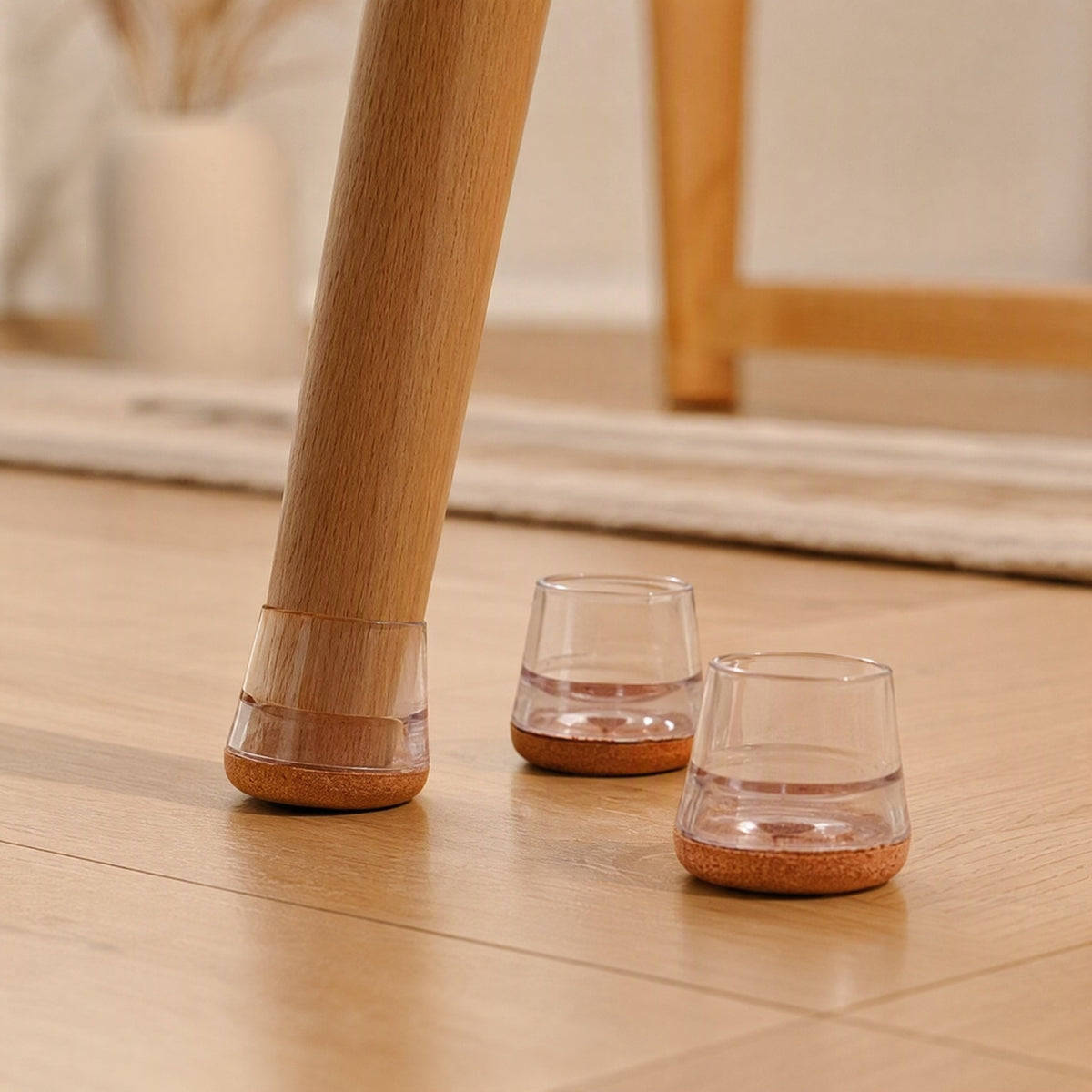 Legcush™ Round TPR Chair Leg Covers, styled close view
