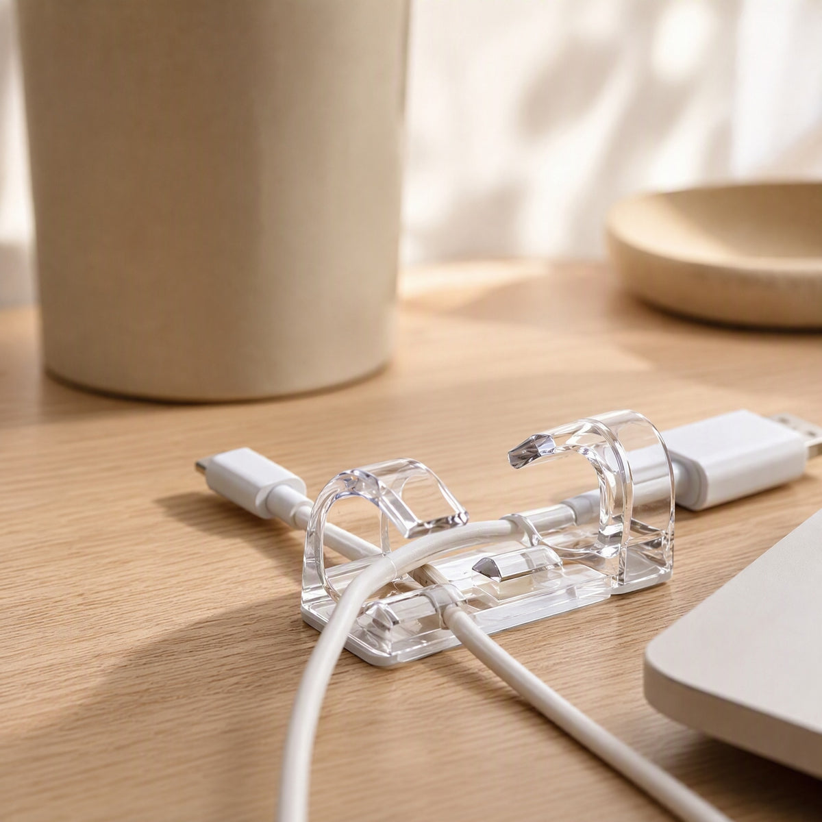 Deskloop™ Desktop Cable Organizer, styled close view
