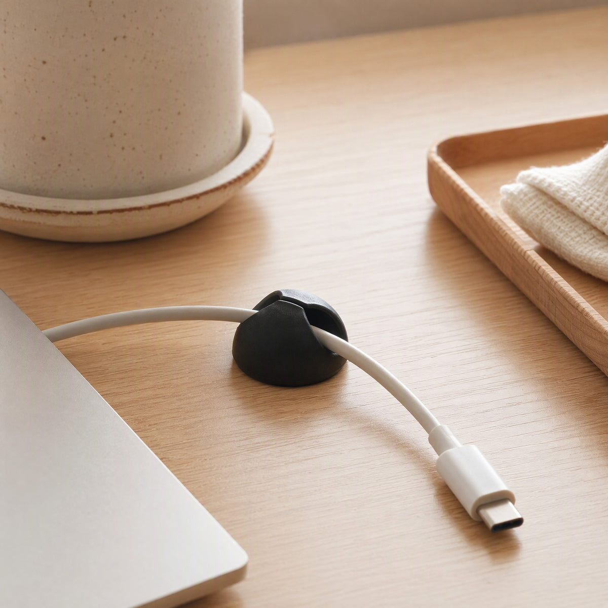 Cordtuck™ TPR Desktop Cable Organizer, styled close view