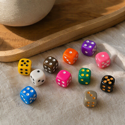 Rollwink™ 16mm Rounded Acrylic Dice, styled close view