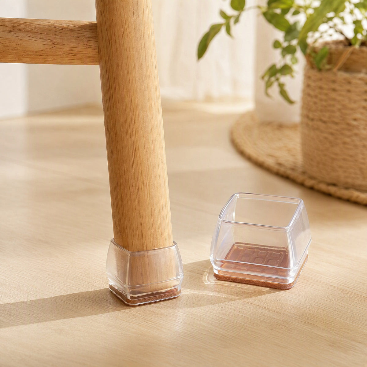 Footquiet™ TPE Chair Leg Foot Pads in a calm home setting