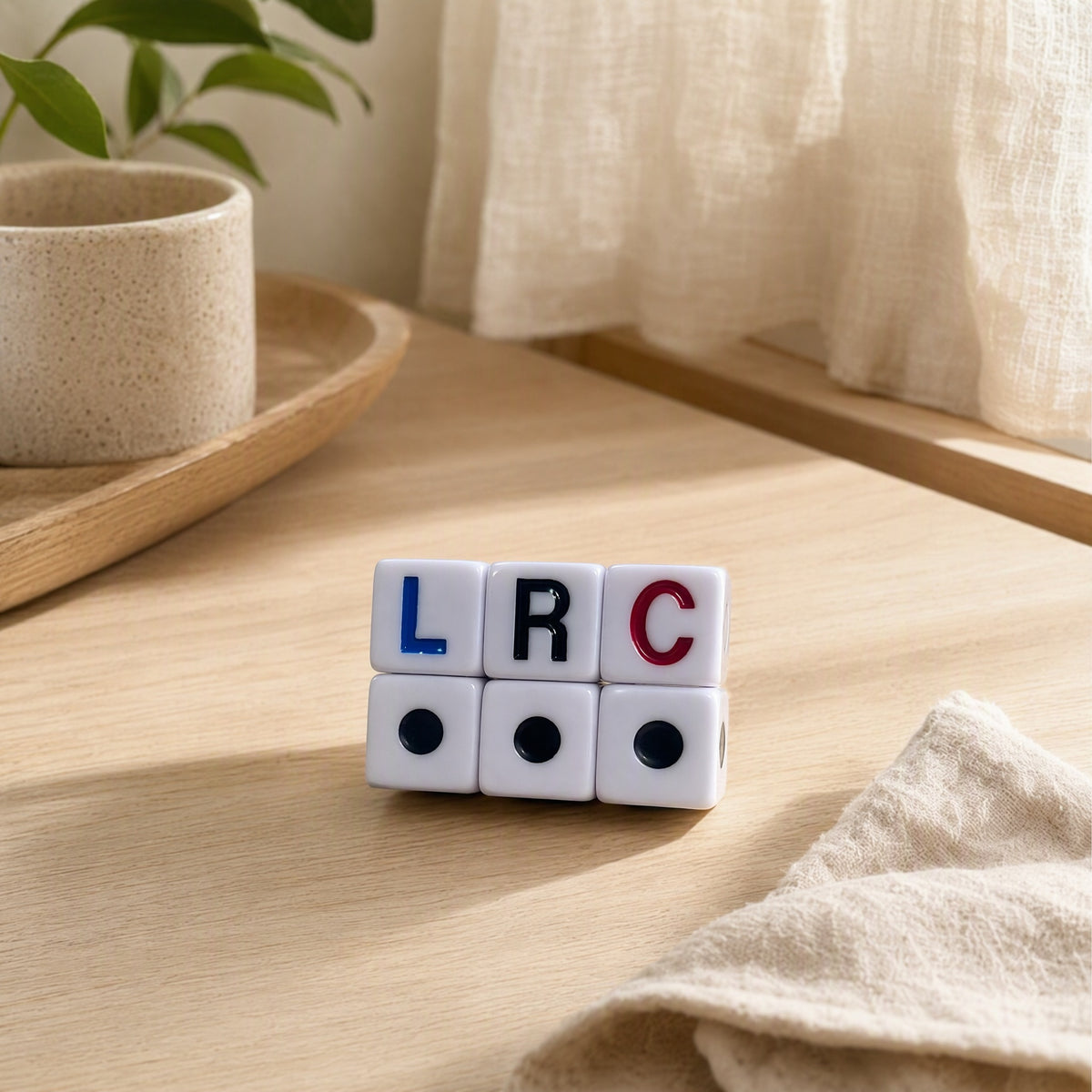 Starroll™ Acrylic Five-Pointed Star Dice in a calm home setting